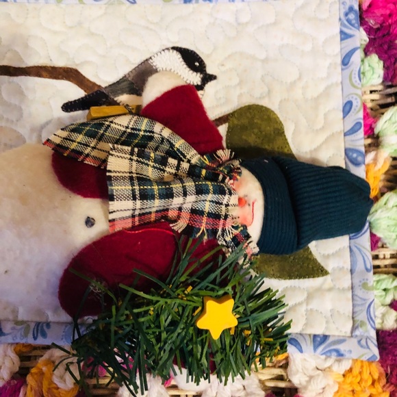 Snowman ⛄️ with scarf, red jacket and green hat - Picture 4 of 9